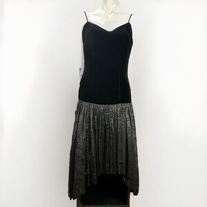Vintage Marvin Singer For Depeche Mode Black Velvet & Lace Hi Low Dress Size 4